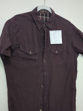 Kuhl Men's Short-Sleeve Button-Down Shirt in Plum/Burgundy